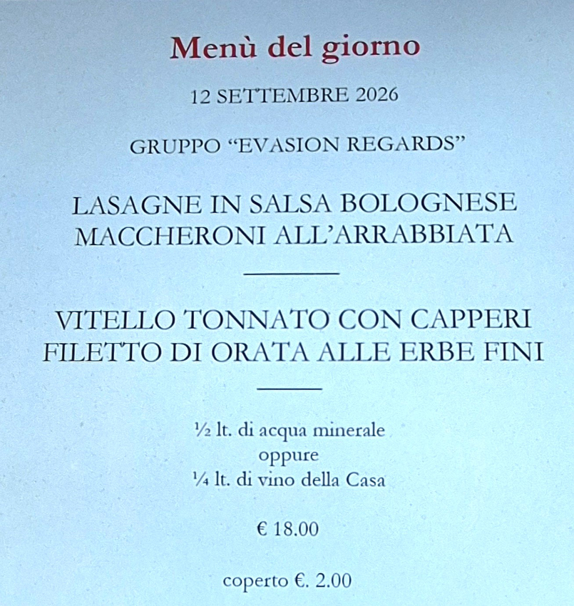 Ristorante la Meridiana - Menu du jour